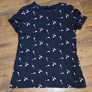 Banana Republic Navy Tee with Pink Print